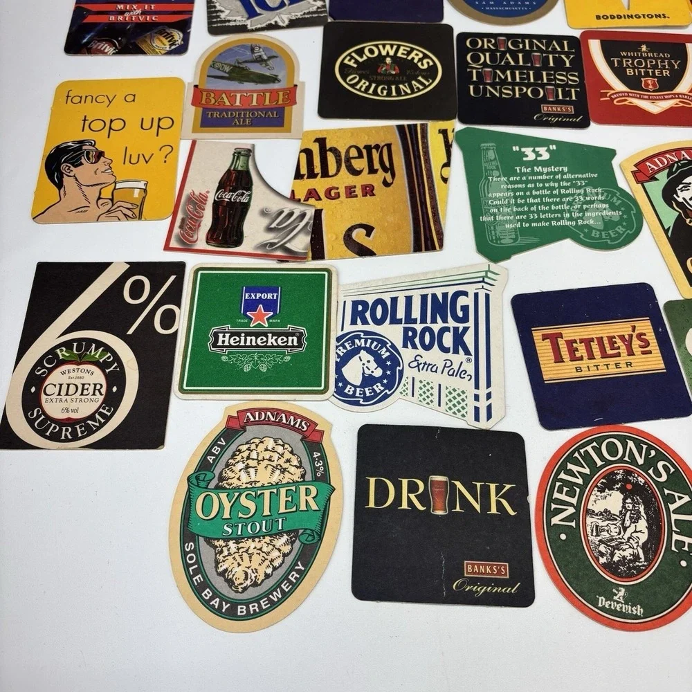 VTG Lot Coasters Man Cave Crafts Beer Soda Cider 48 Breweriana Retro Bar Varitey